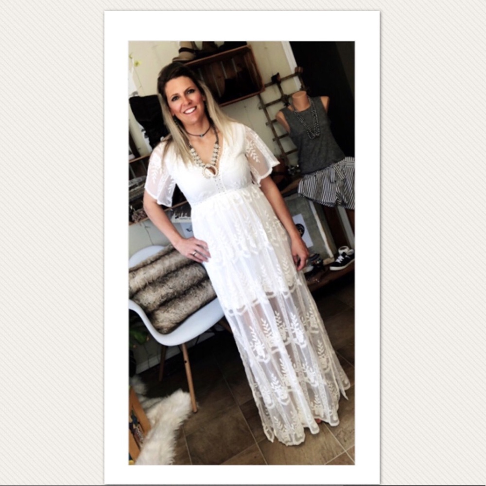 White Lace Maxi Dress size M